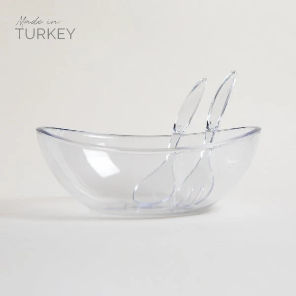 ENSALADERA CON CUBIERTOS DE ACRILICO GLA GLAS TRANSPARENTE 3300 ML