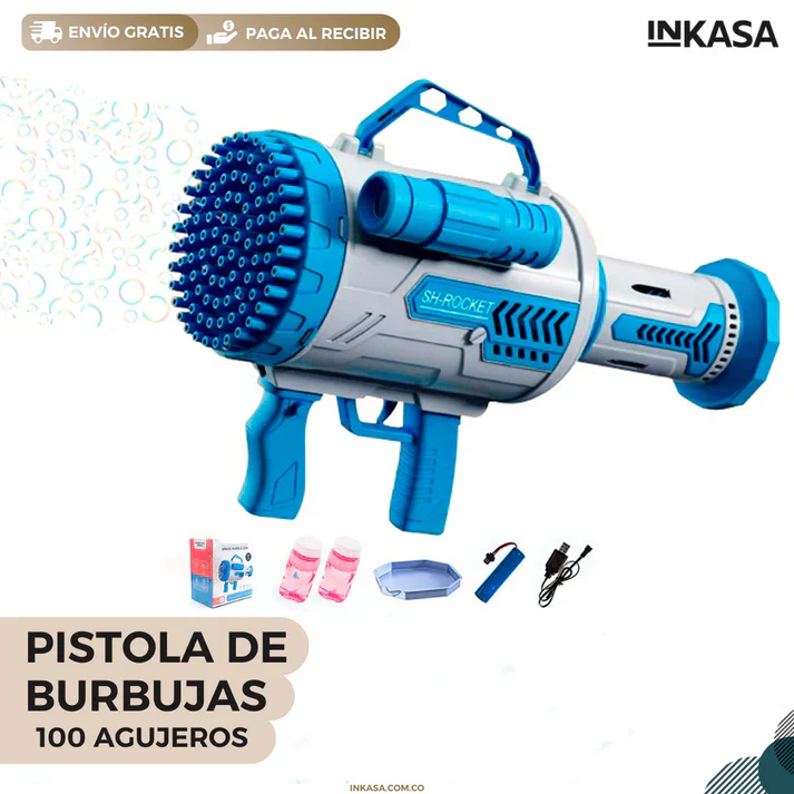 BUBBLEFUN: PISTOLA DE BURBUJAS ELÉCTRICA 🌈🔫 - Imagen 3