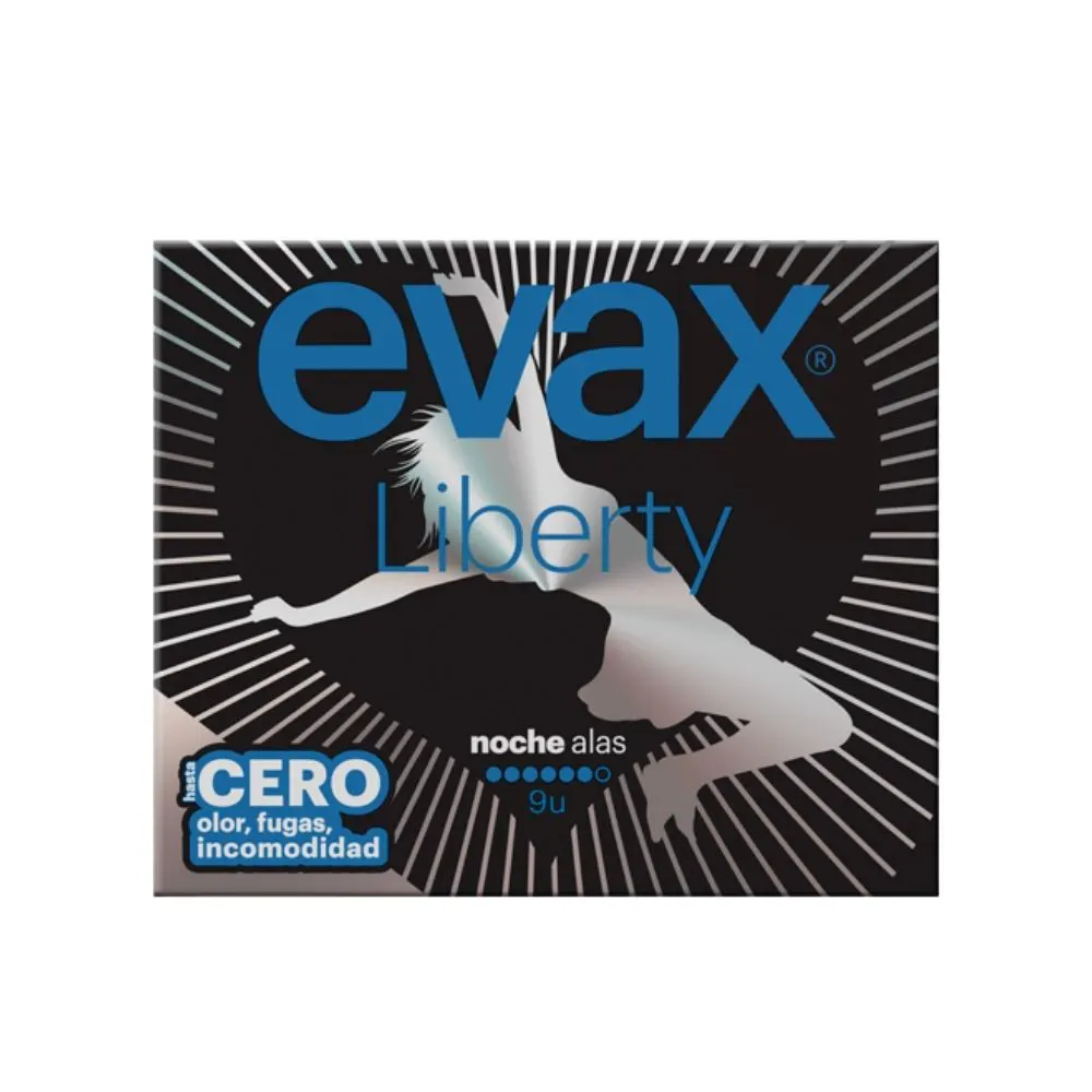 EVAX Liberty Noche Alas 9 unidades – Compresas nocturnas con alas