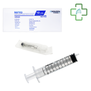 Jeringa Nipro 10 ml, 3 Cuerpos Estéril, Desechable, Caja de 100 Unidades
