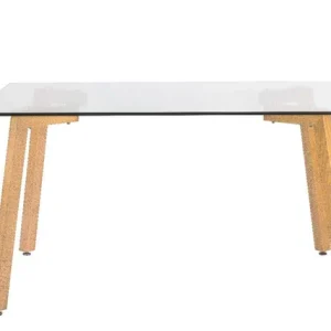 Mesa Tap con tapa de vidrio y patas en madera