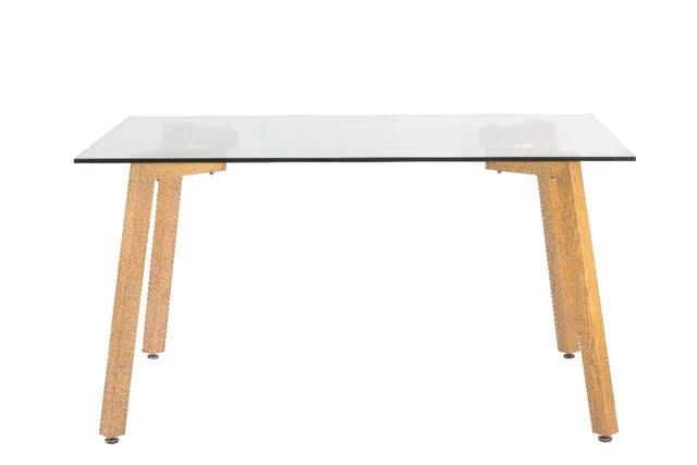 Mesa Tap con tapa de vidrio y patas en madera
