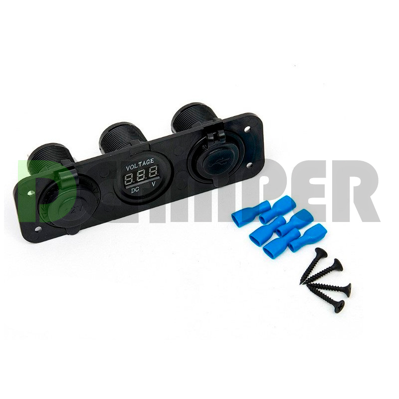 TOMA DE ELECTRICIDAD USB DOBLE + MECHERO + VOLTIMETRO - Imagen 2