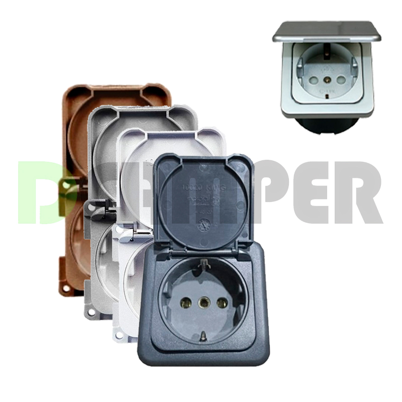 TOMA ENCHUFE 230V CON TAPA (VARIOS COLORES)