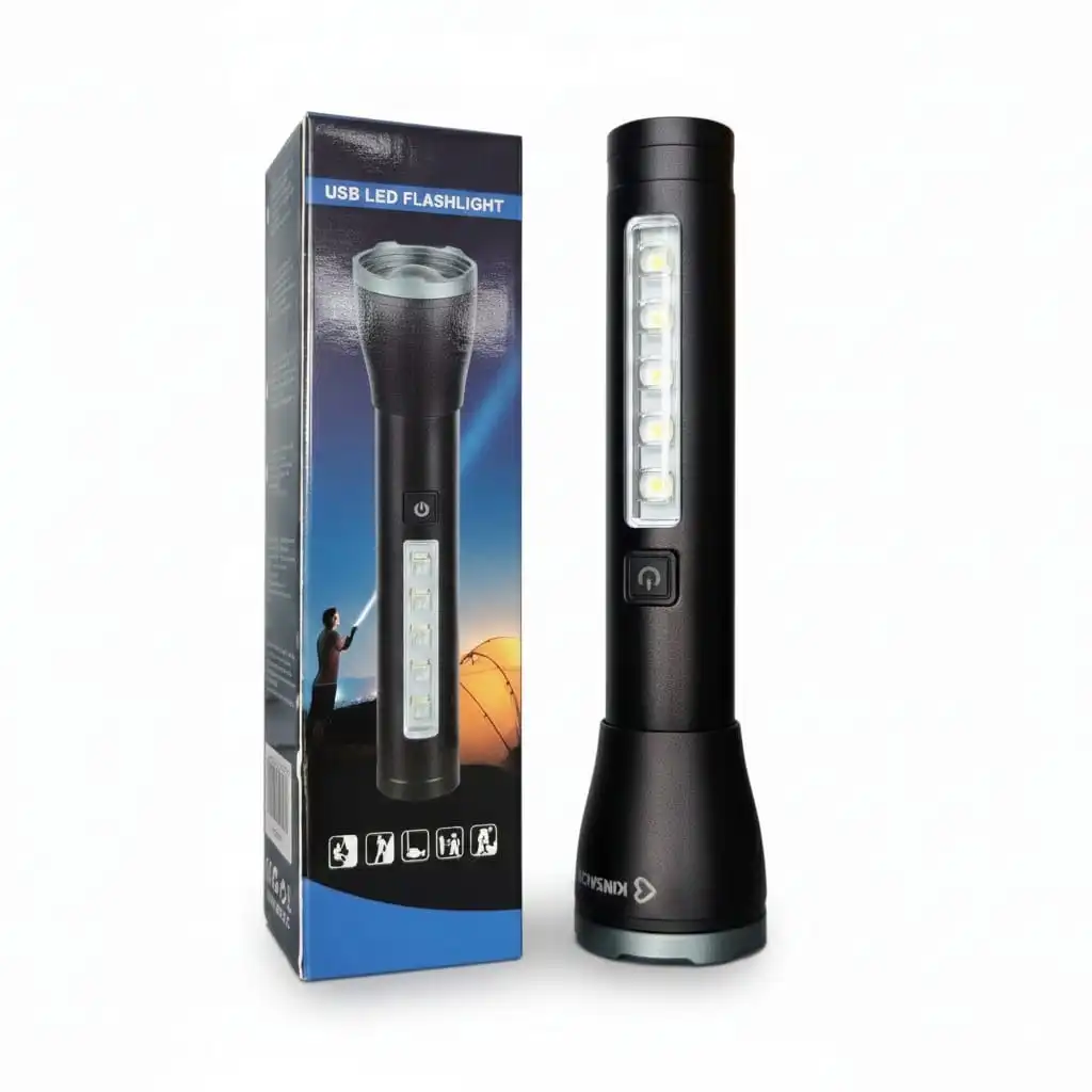 Linterna LED Recargable USB Multifunción KINSACH – Potente, Práctica y Lista para Todo