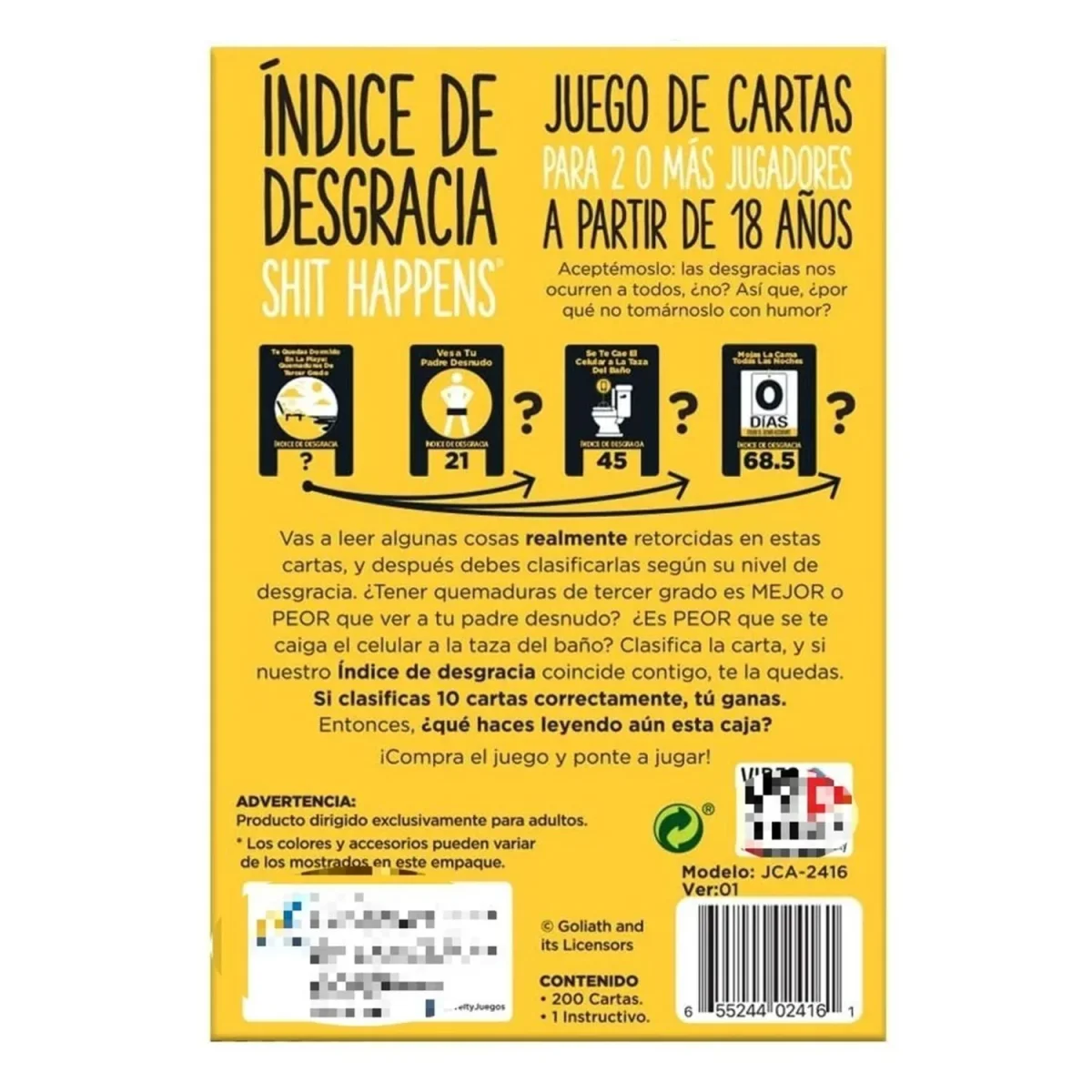 Juego De Cartas Shit Happens Índice De Desgracia +18 Adultos - Imagen 5