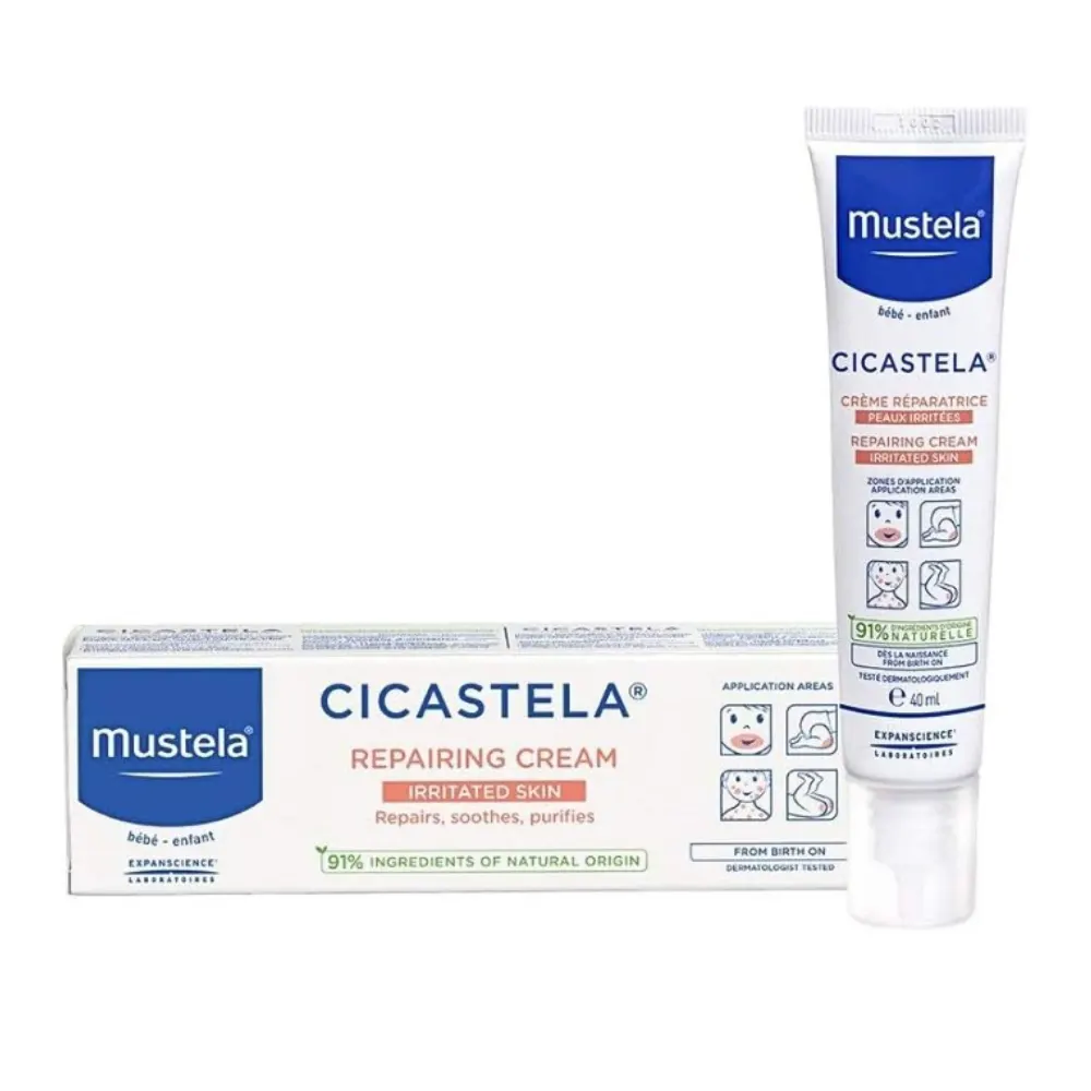 Mustela Cicastela Crema Reparadora 40ml con Ácido Hialurónico y Pantenol | Alivia e Hidrata Irritaciones Superficiales