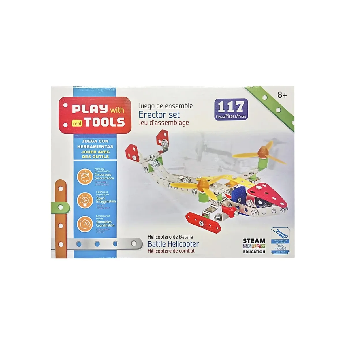 STEM Construcción Play With Tools Helicóptero Combate 117 Pz