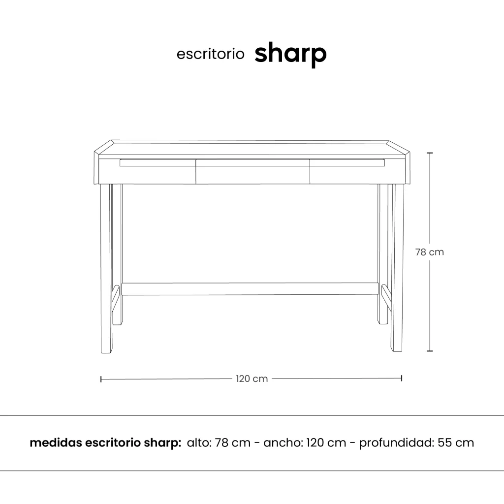 Escritorio Sharp de madera de álamo con cajones - Imagen 9